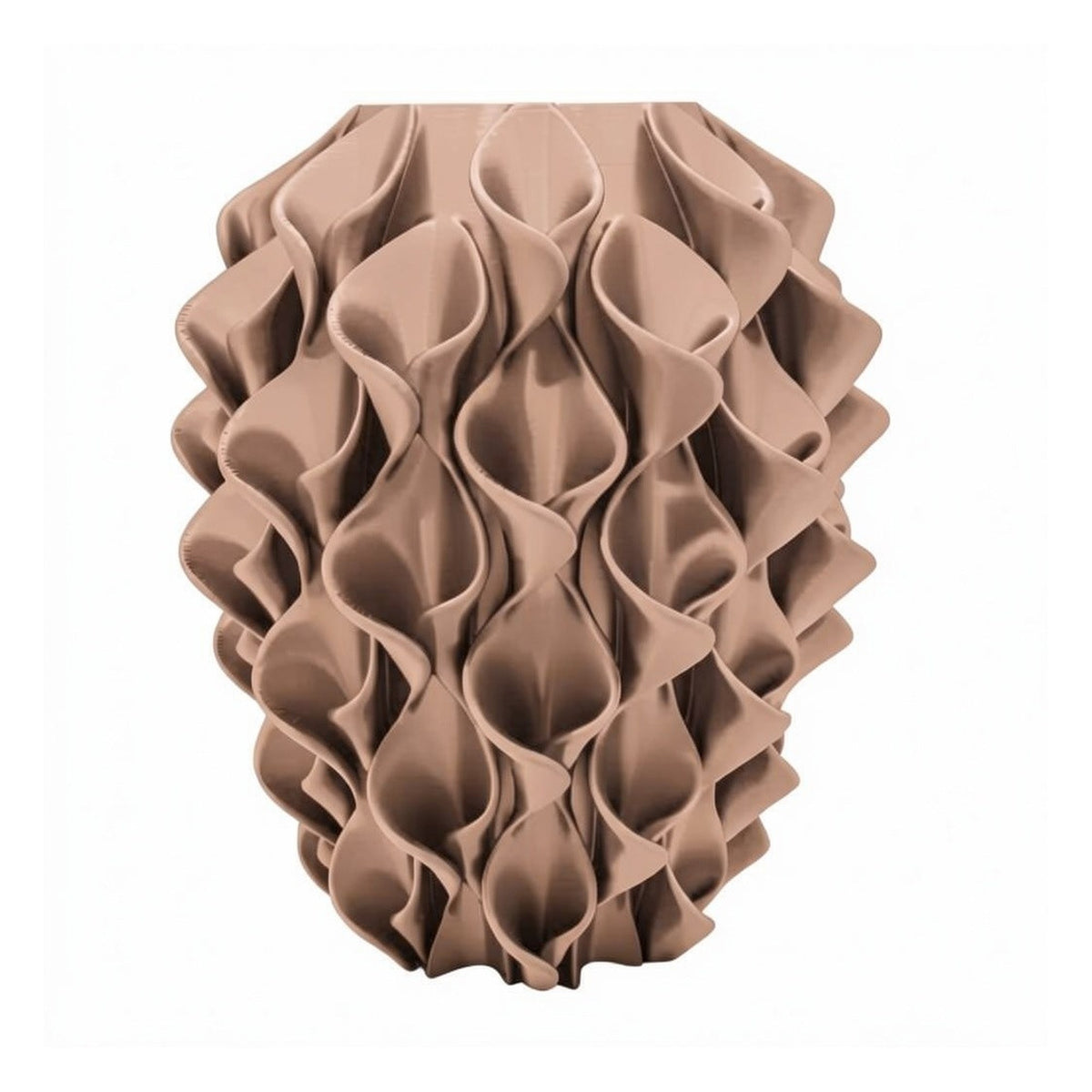 Rivora vaas in Walnut Brown – 3D-geprinte designvaas met golvend reliëf