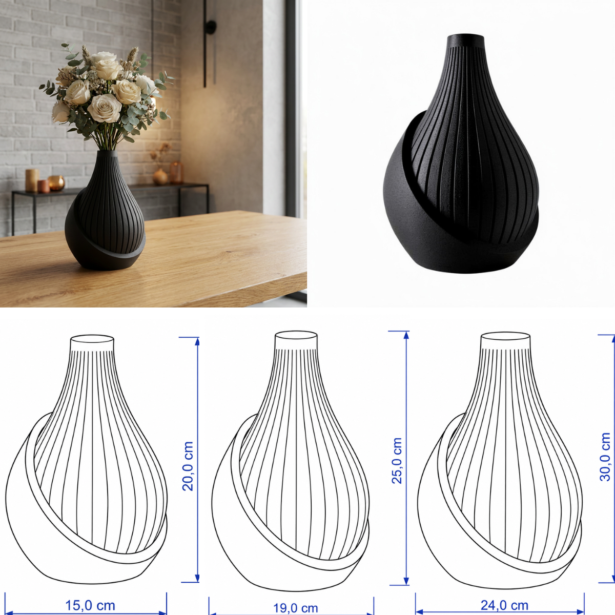 Helixa vaas Collectie 20 ,25 en 30 cm vanaf