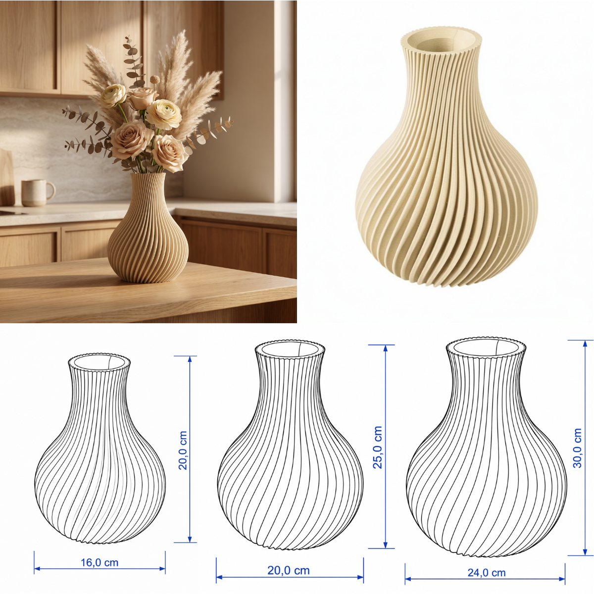 Elvoria vaas Collectie 20,25 en 30 cm vanaf