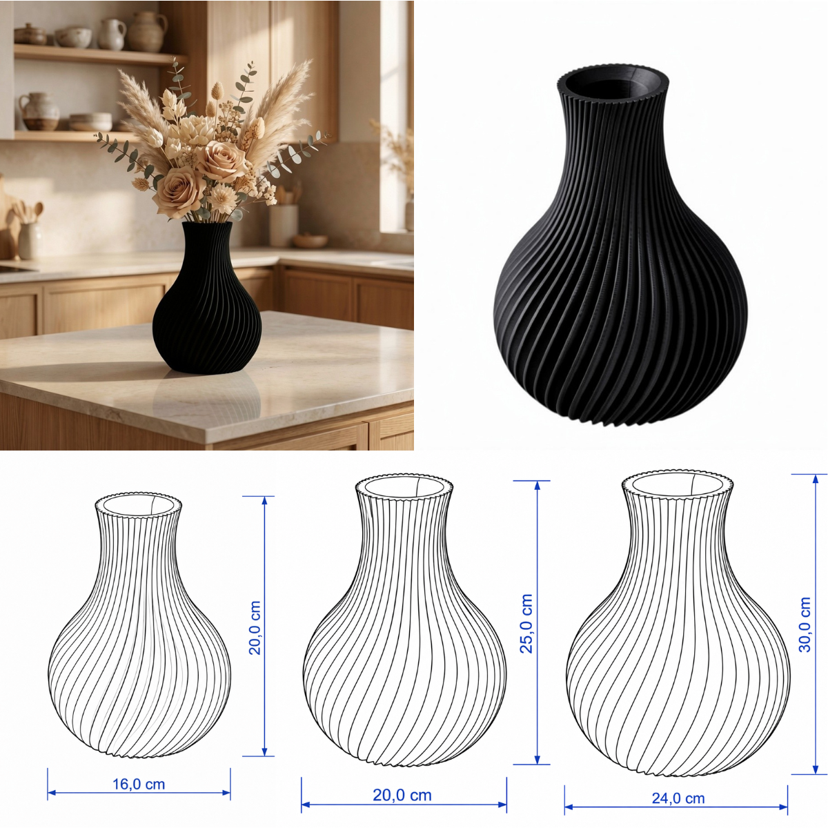 Elvoria vaas Collectie 20,25 en 30 cm vanaf
