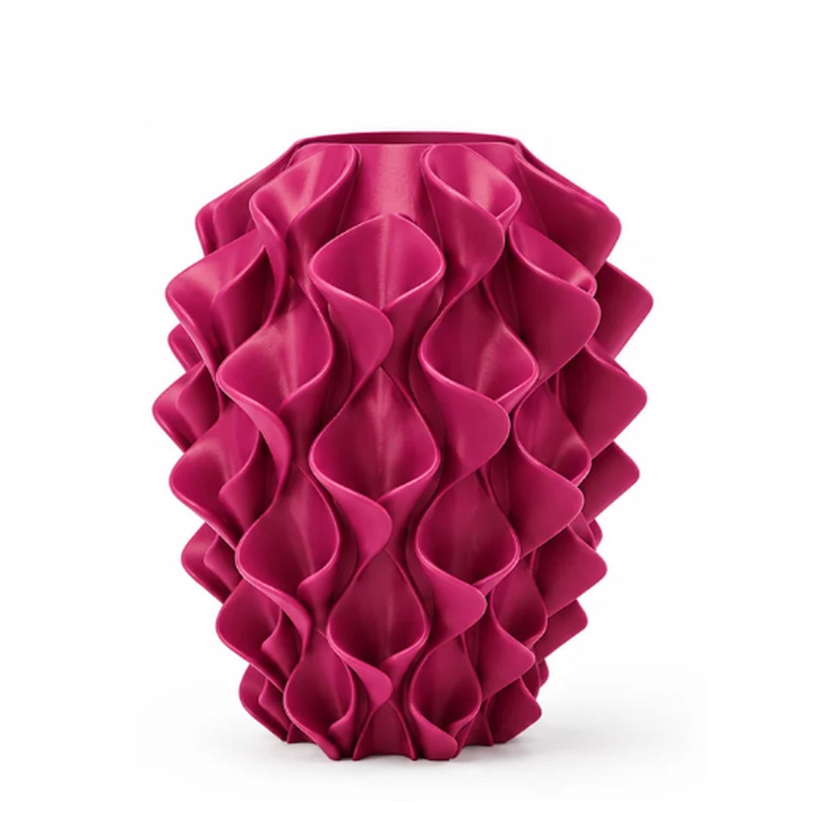 Rivora vaas in Pink Passion – 3D-geprinte designvaas met golvend reliëf