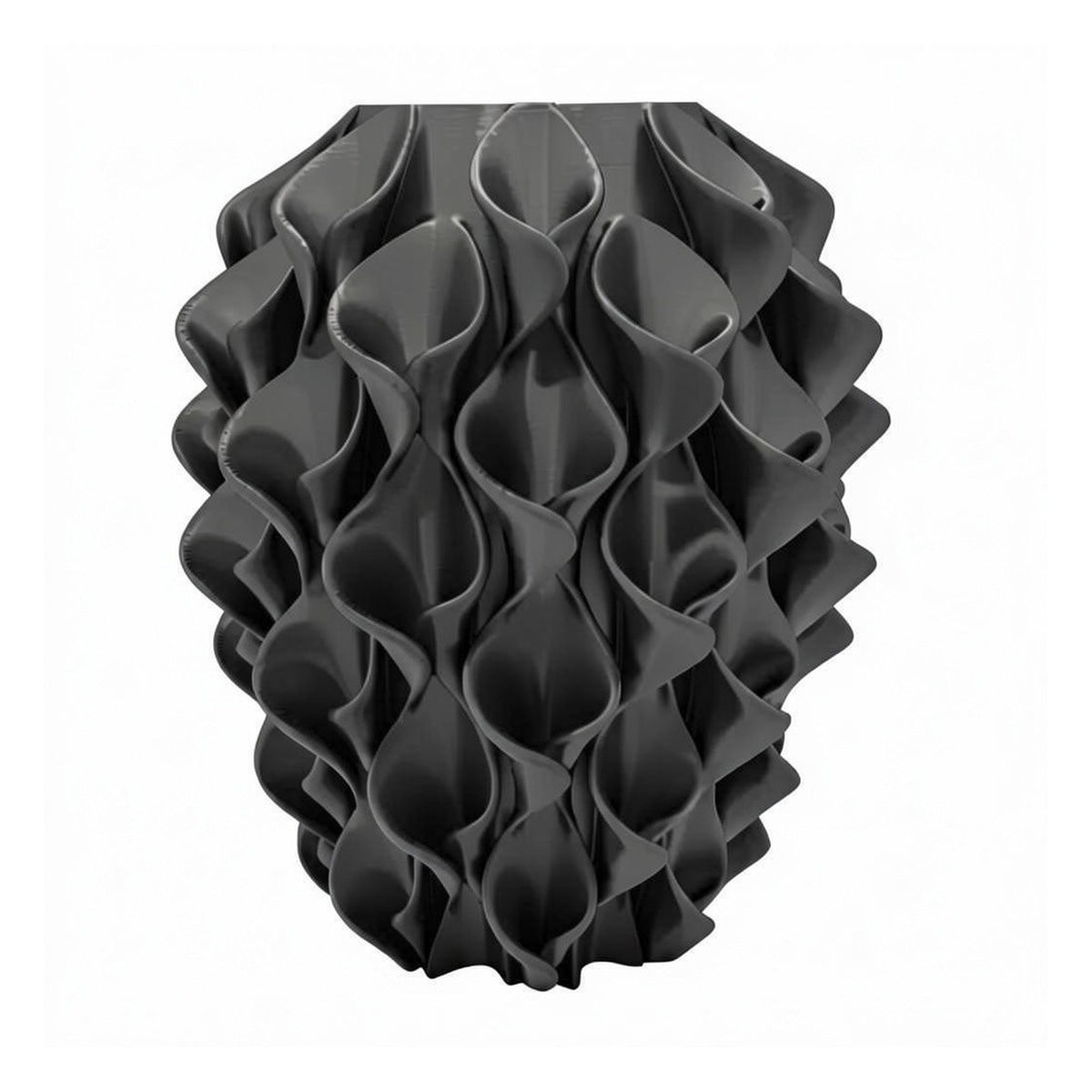 Rivora vaas in Graphite Stone – 3D-geprinte designvaas met golvend reliëf