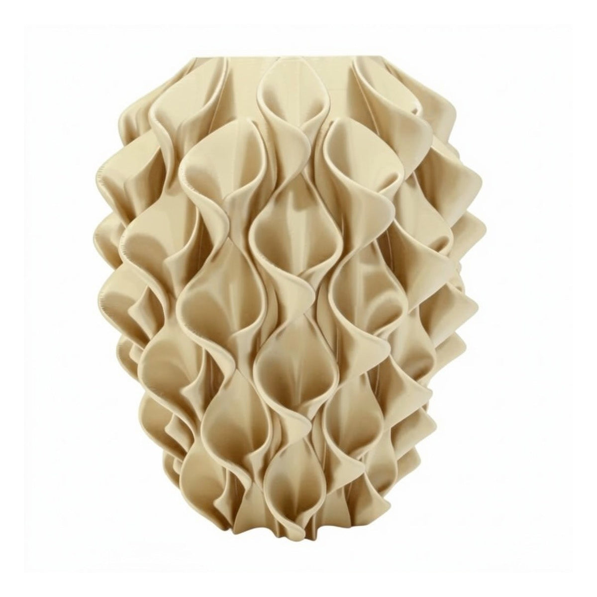 Rivora vaas in Desert Tan – 3D-geprinte designvaas met golvend reliëf