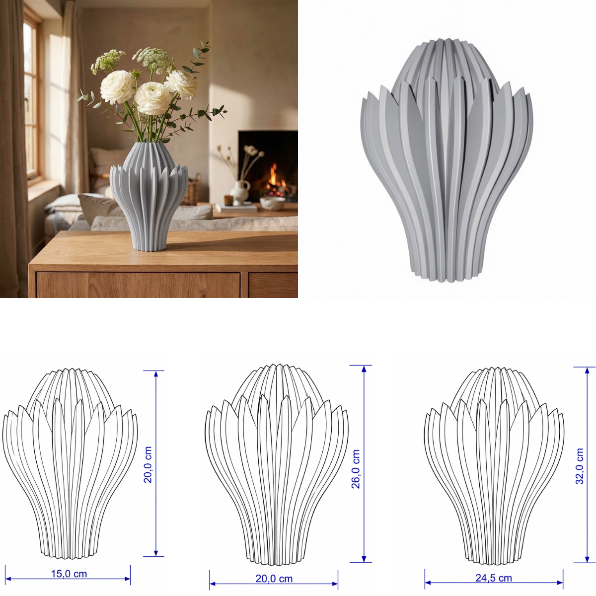 Petalia vaas Collectie 25 en 30 cm vanaf
