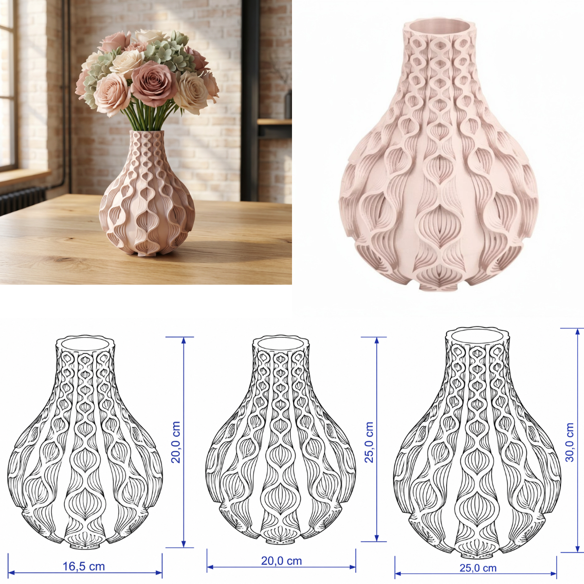 Floria vaas Collectie 20,25 en 30 cm vanaf