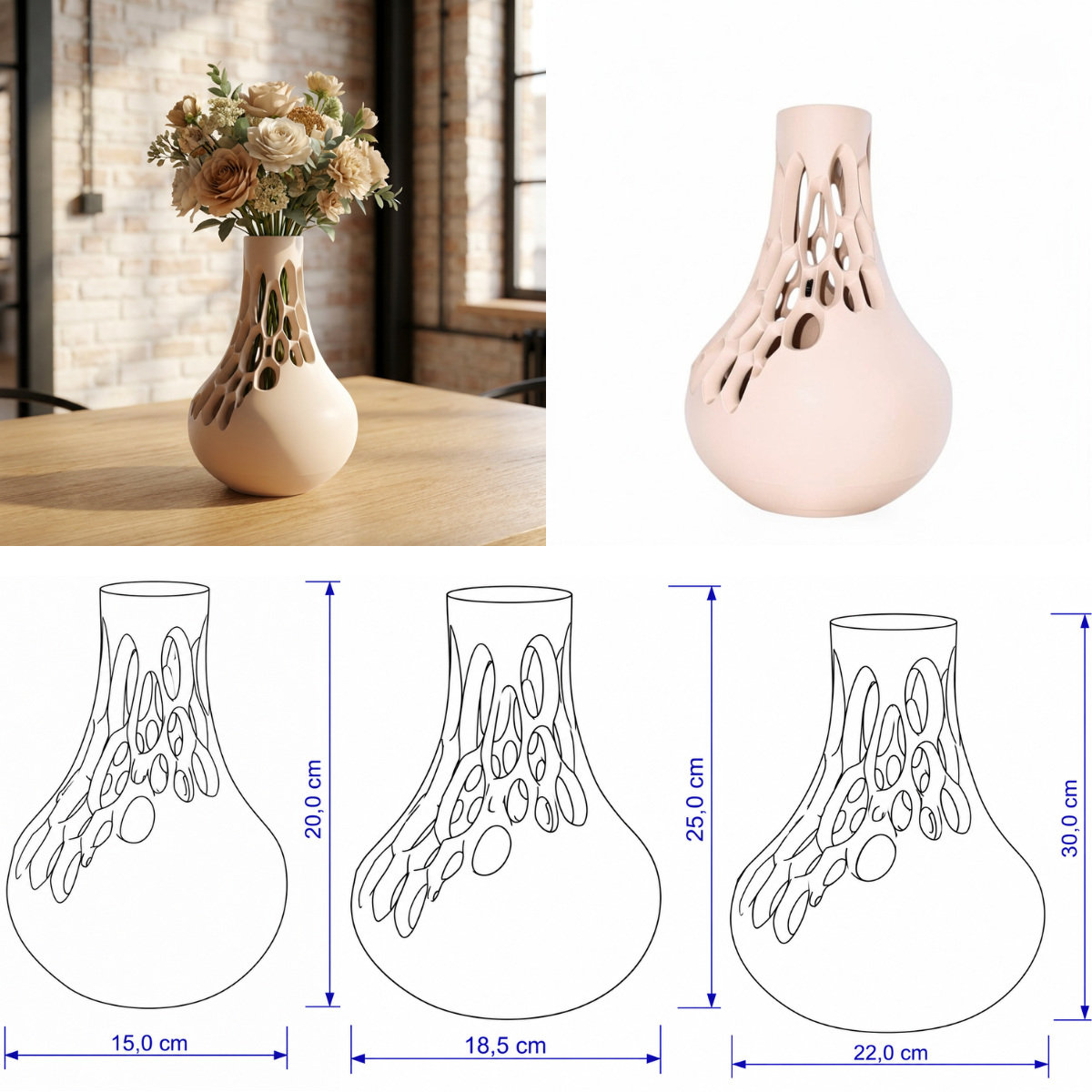 Nectra vaas Collectie 20 ,25 en 30 cm vanaf