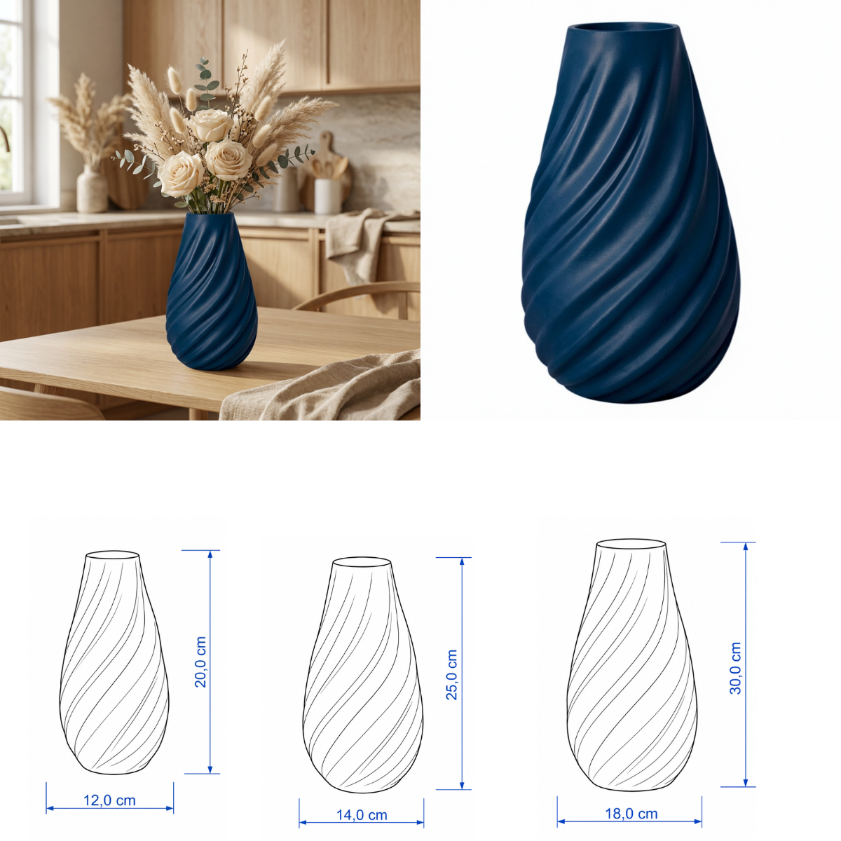 Spiraal vaas Collectie 20 cm , 25 cm en 30 cm vanaf