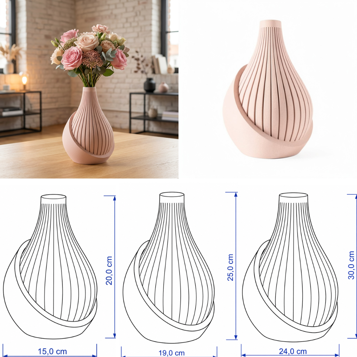 Helixa vaas Collectie 20 ,25 en 30 cm vanaf