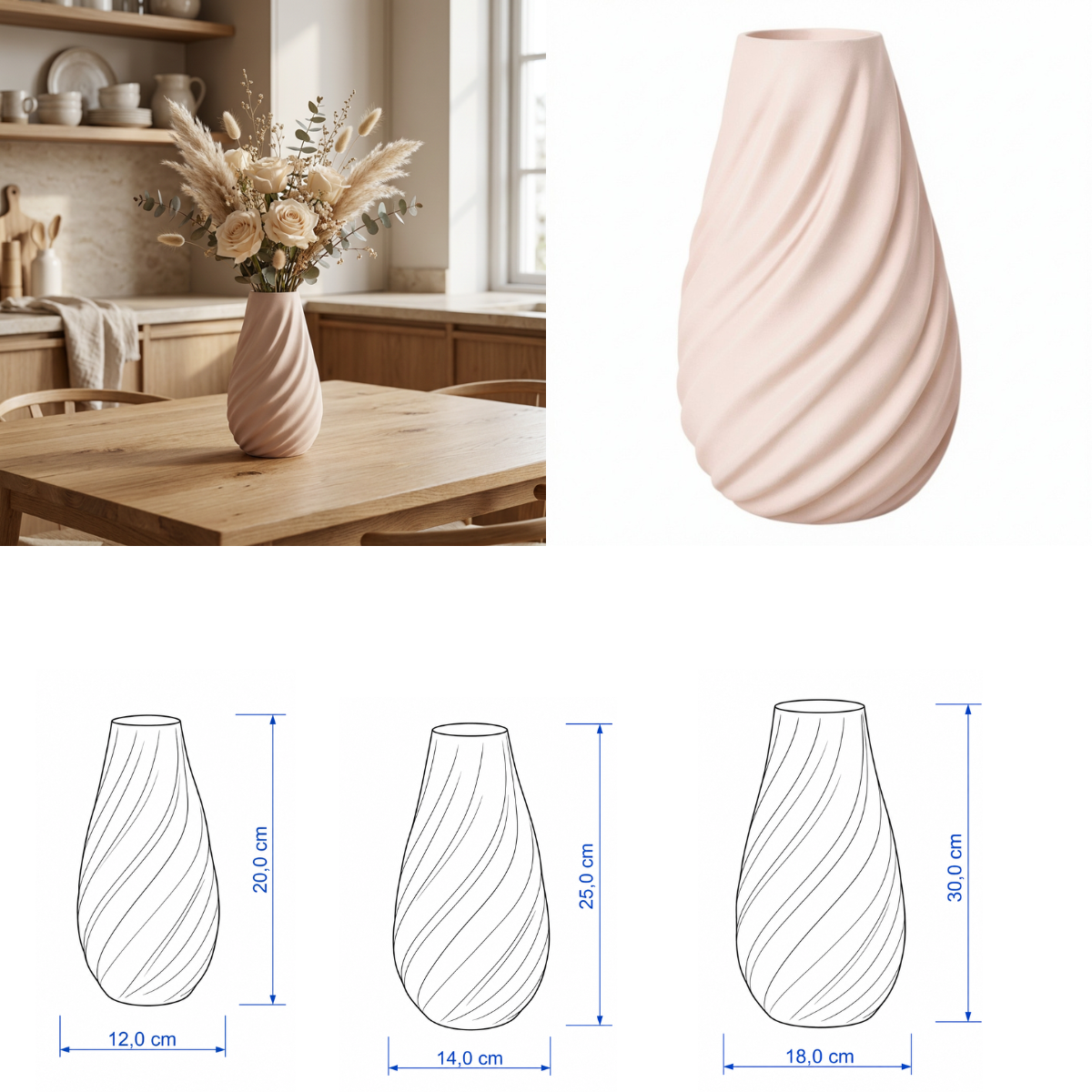 Spiraal vaas Collectie 20 cm , 25 cm en 30 cm vanaf