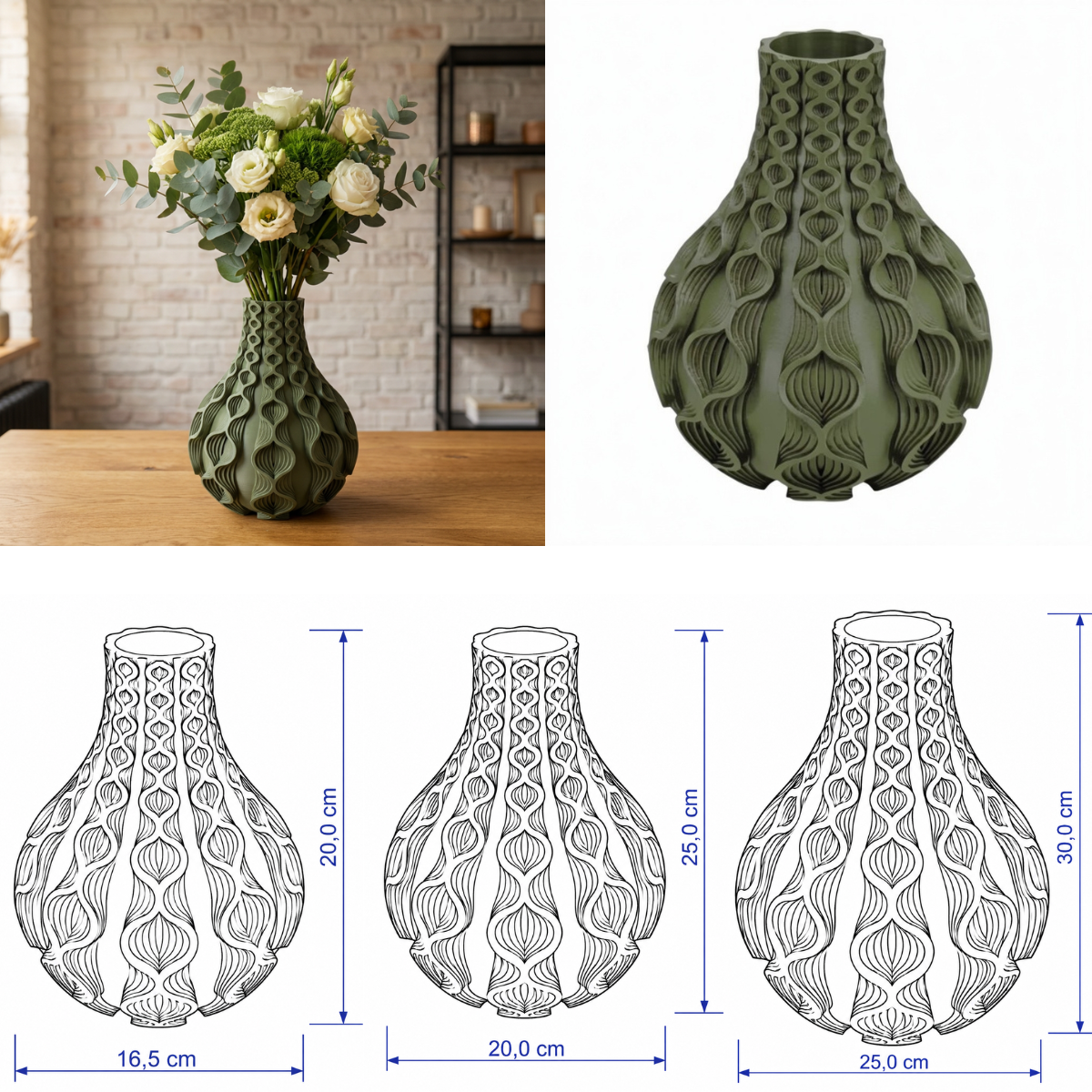 Floria vaas Collectie 20,25 en 30 cm vanaf