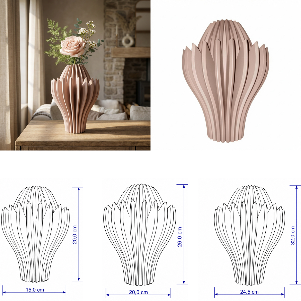 Petalia vaas Collectie 25 en 30 cm vanaf