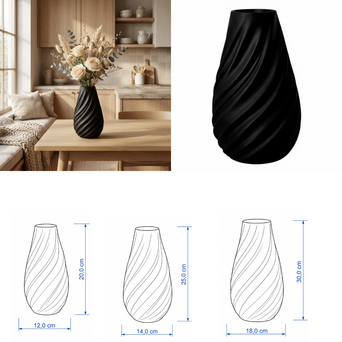 Spiraal vaas Collectie 20 cm , 25 cm en 30 cm vanaf