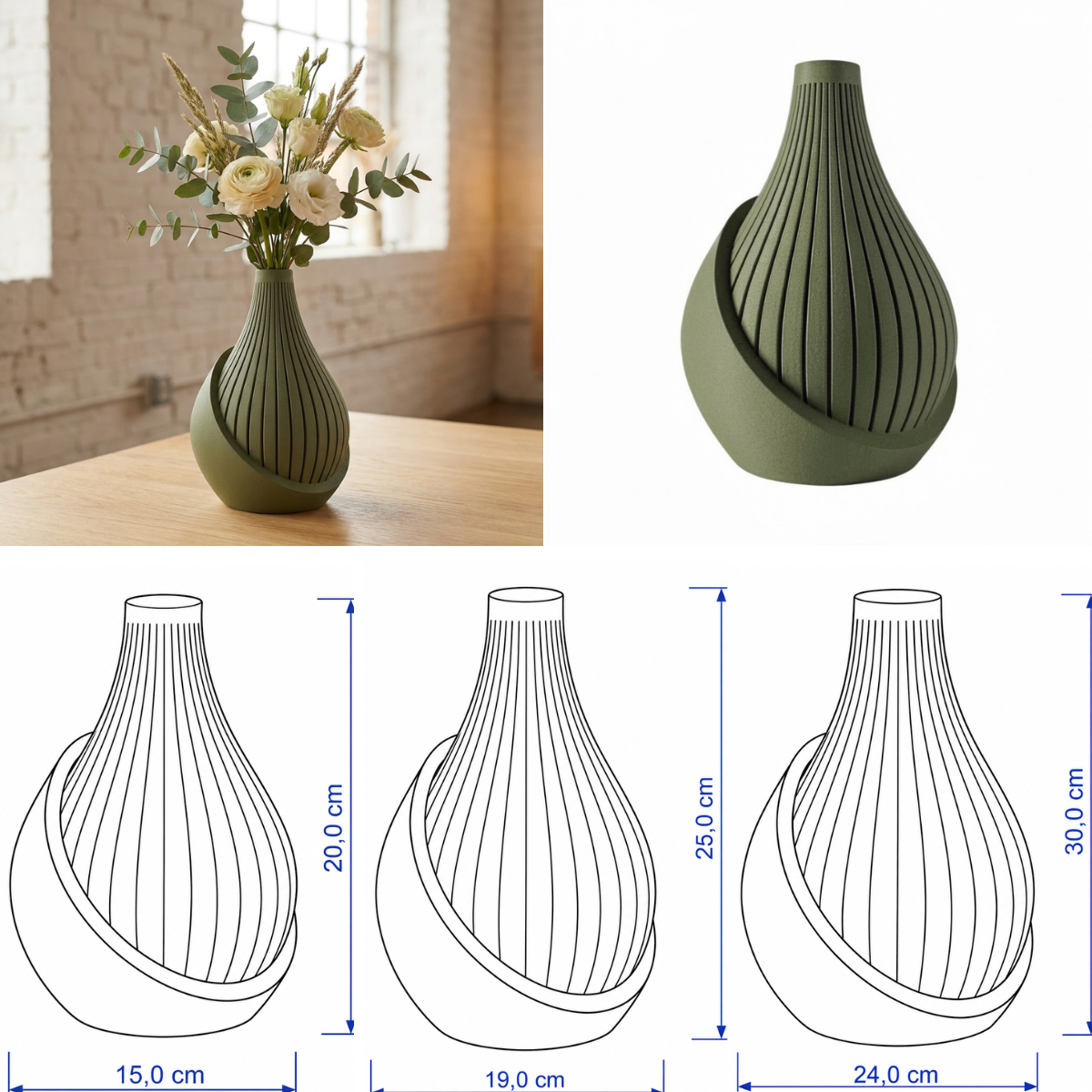Helixa vaas Collectie 20 ,25 en 30 cm vanaf