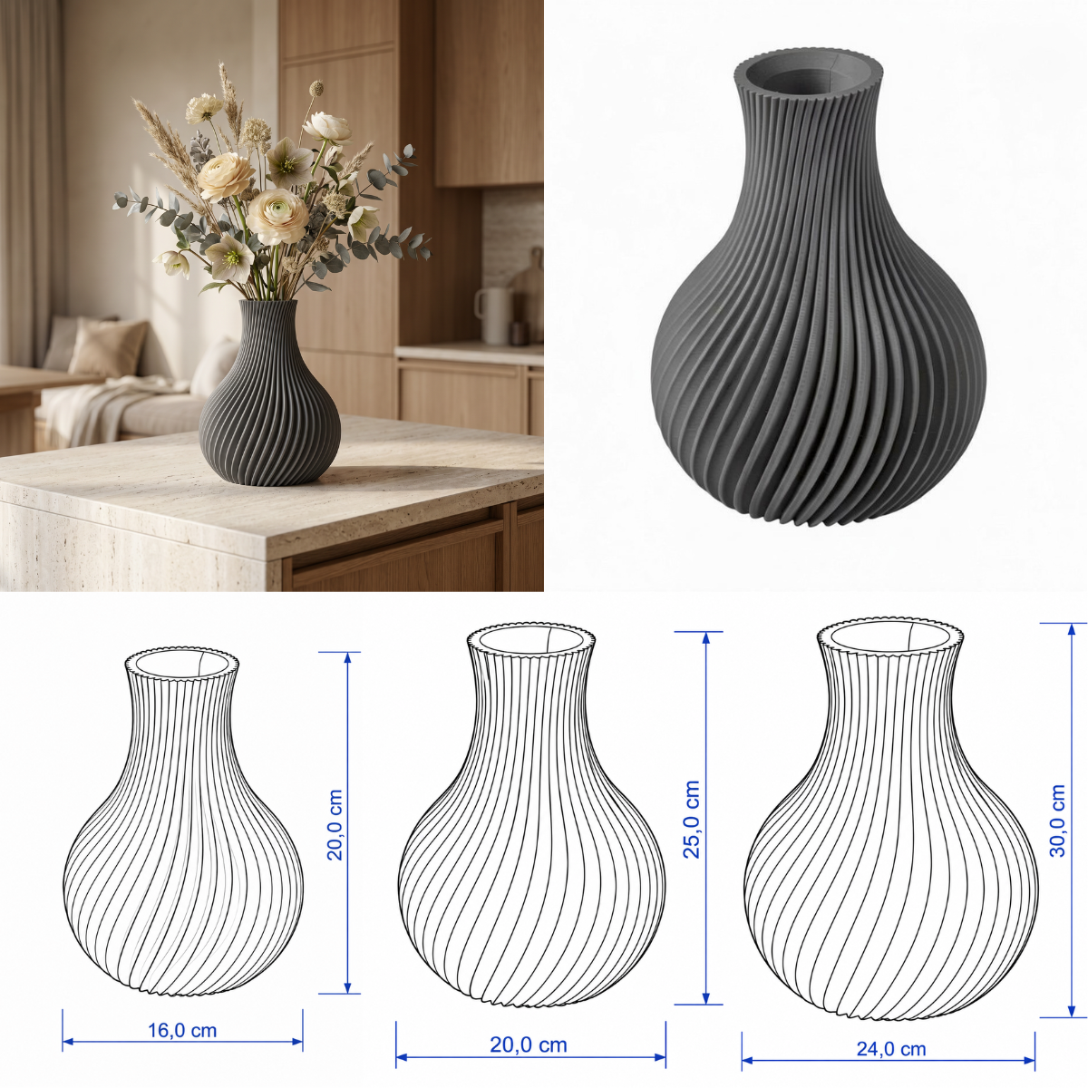 Elvoria vaas Collectie 20,25 en 30 cm vanaf