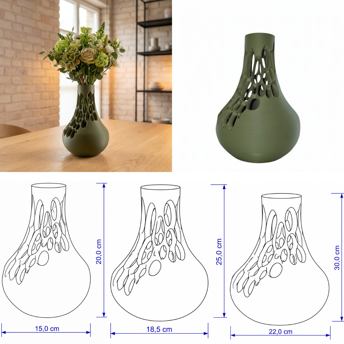 Nectra vaas Collectie 20 ,25 en 30 cm vanaf
