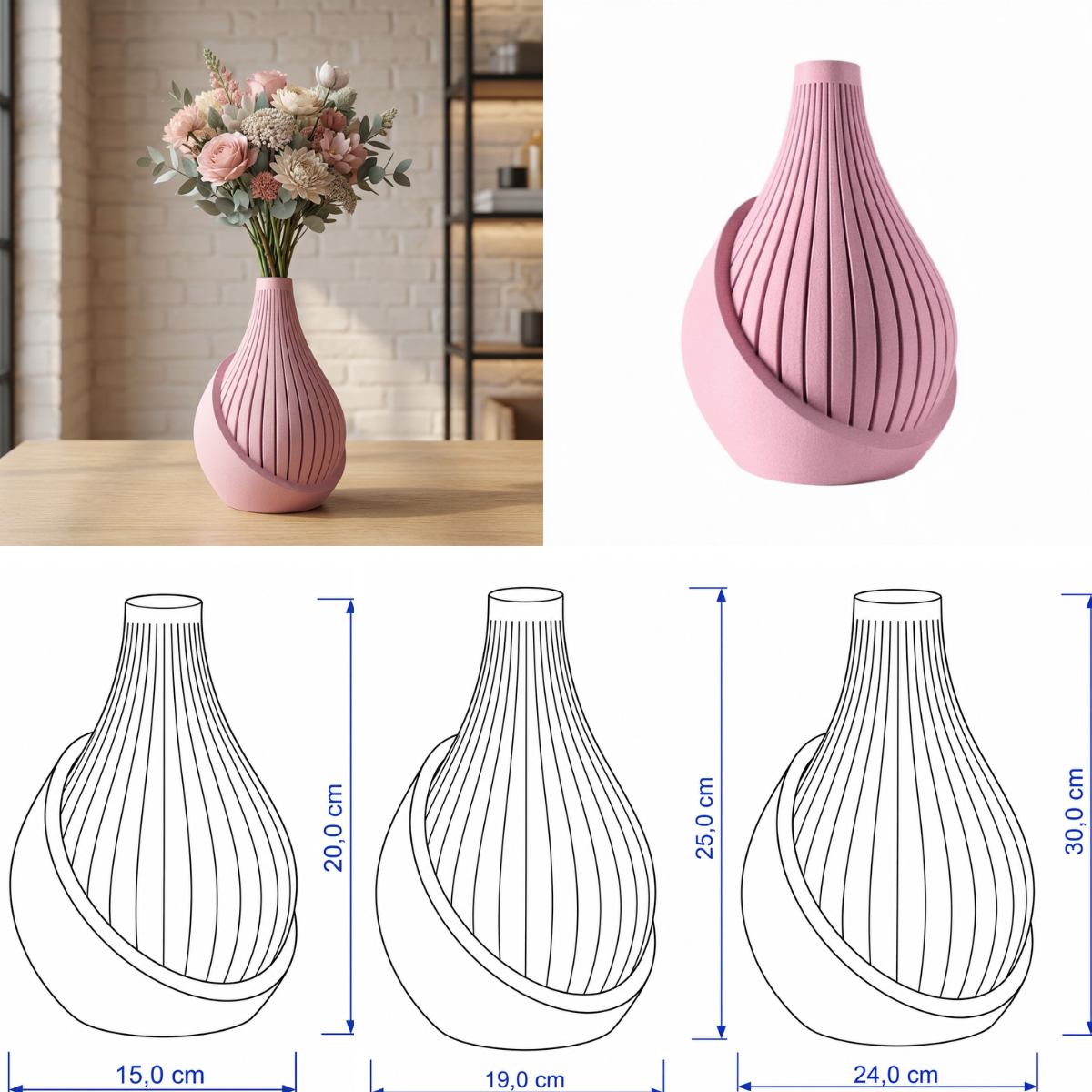Helixa vaas Collectie 20 ,25 en 30 cm vanaf