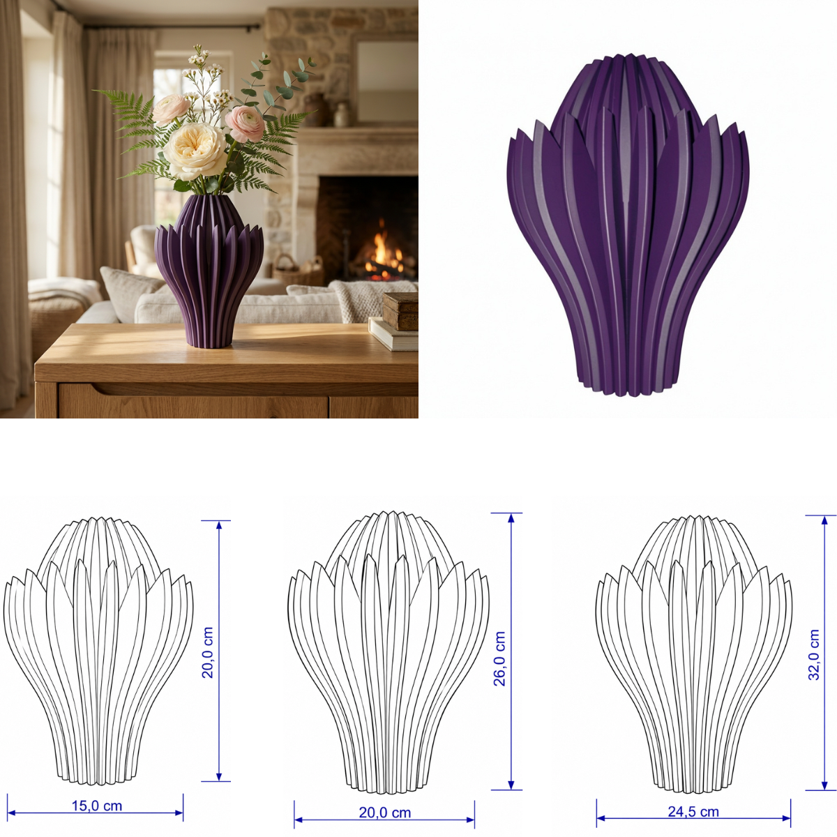 Petalia vaas Collectie 25 en 30 cm vanaf