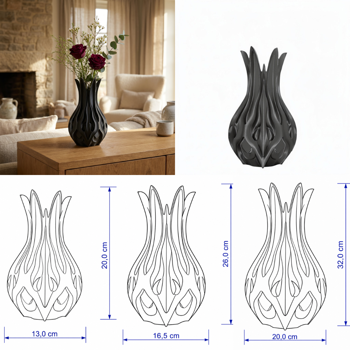 Linea vaas Collectie 20 ,25 en 30 cm vanaf