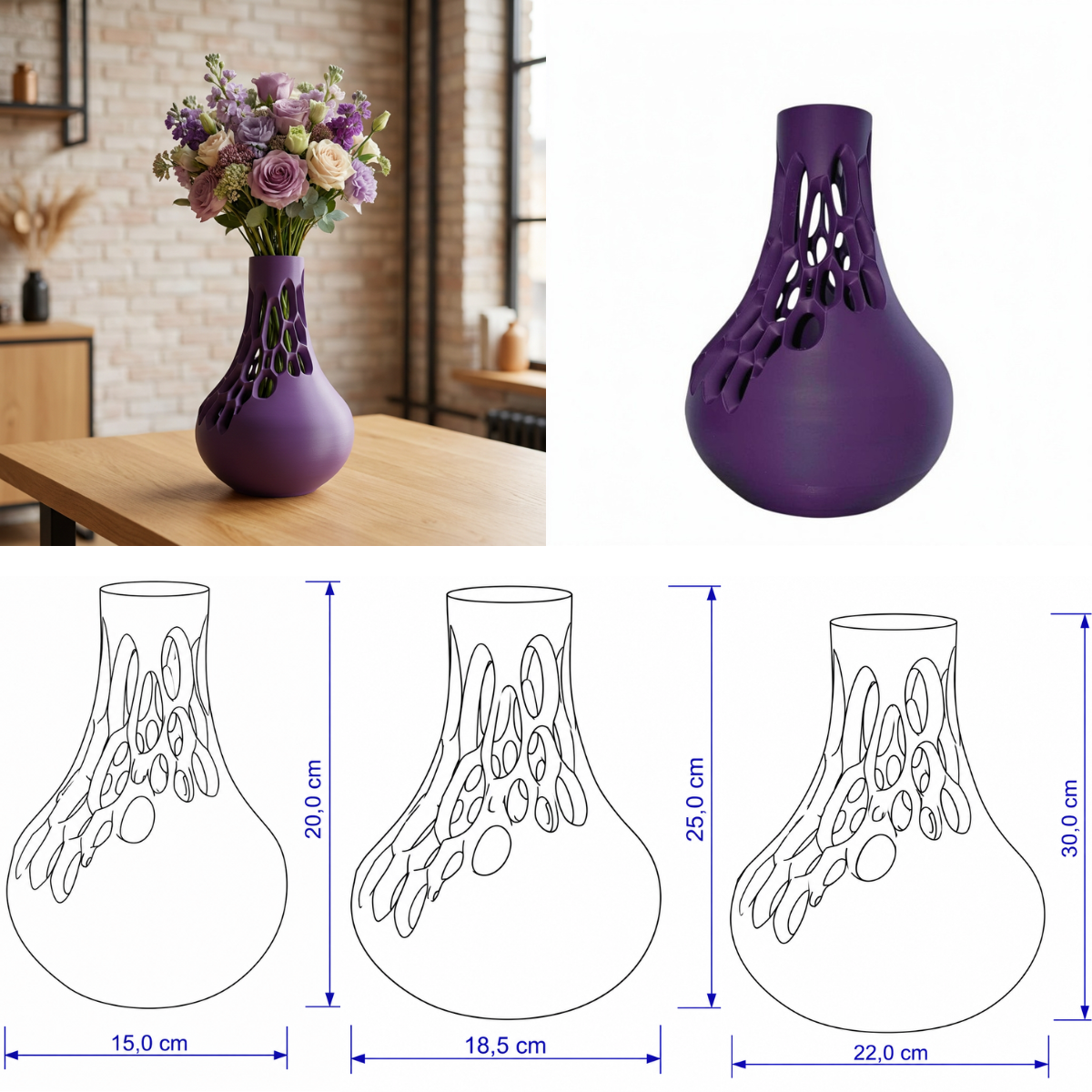 Nectra vaas Collectie 20 ,25 en 30 cm vanaf