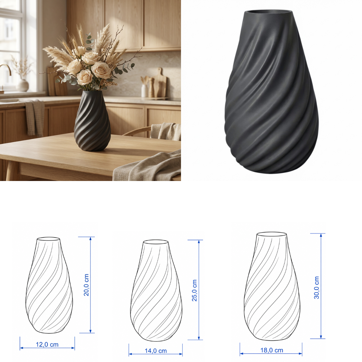 Spiraal vaas Collectie 20 cm , 25 cm en 30 cm vanaf