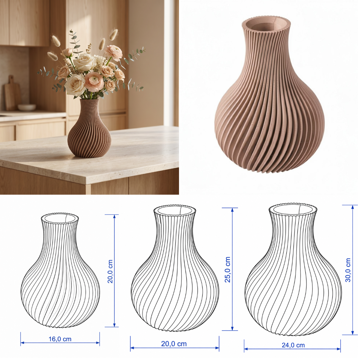 Elvoria vaas Collectie 20,25 en 30 cm vanaf