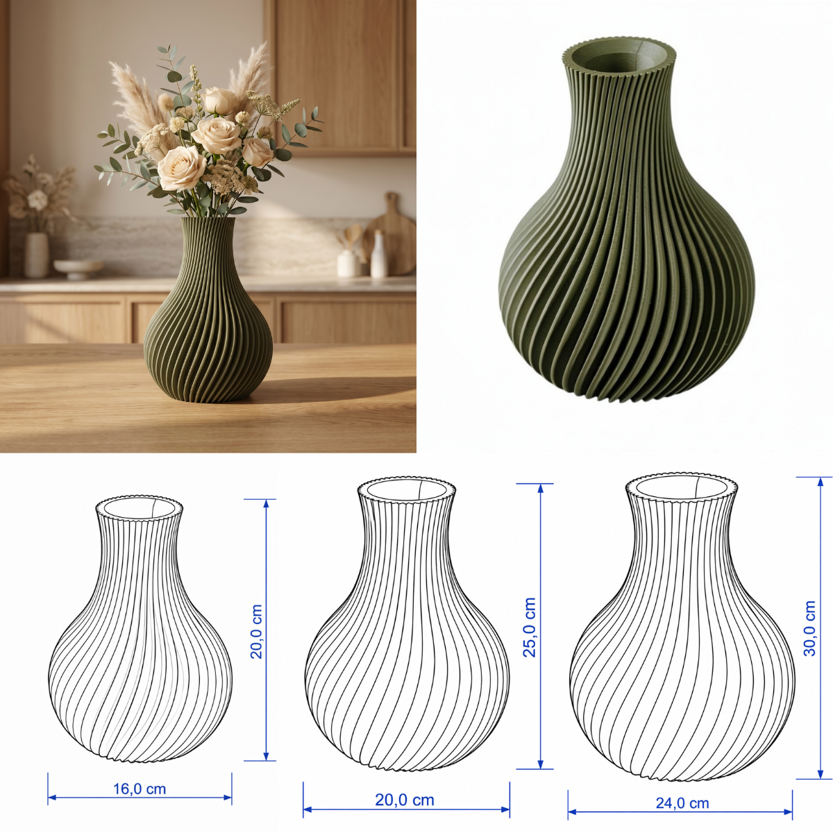 Elvoria vaas Collectie 20,25 en 30 cm vanaf