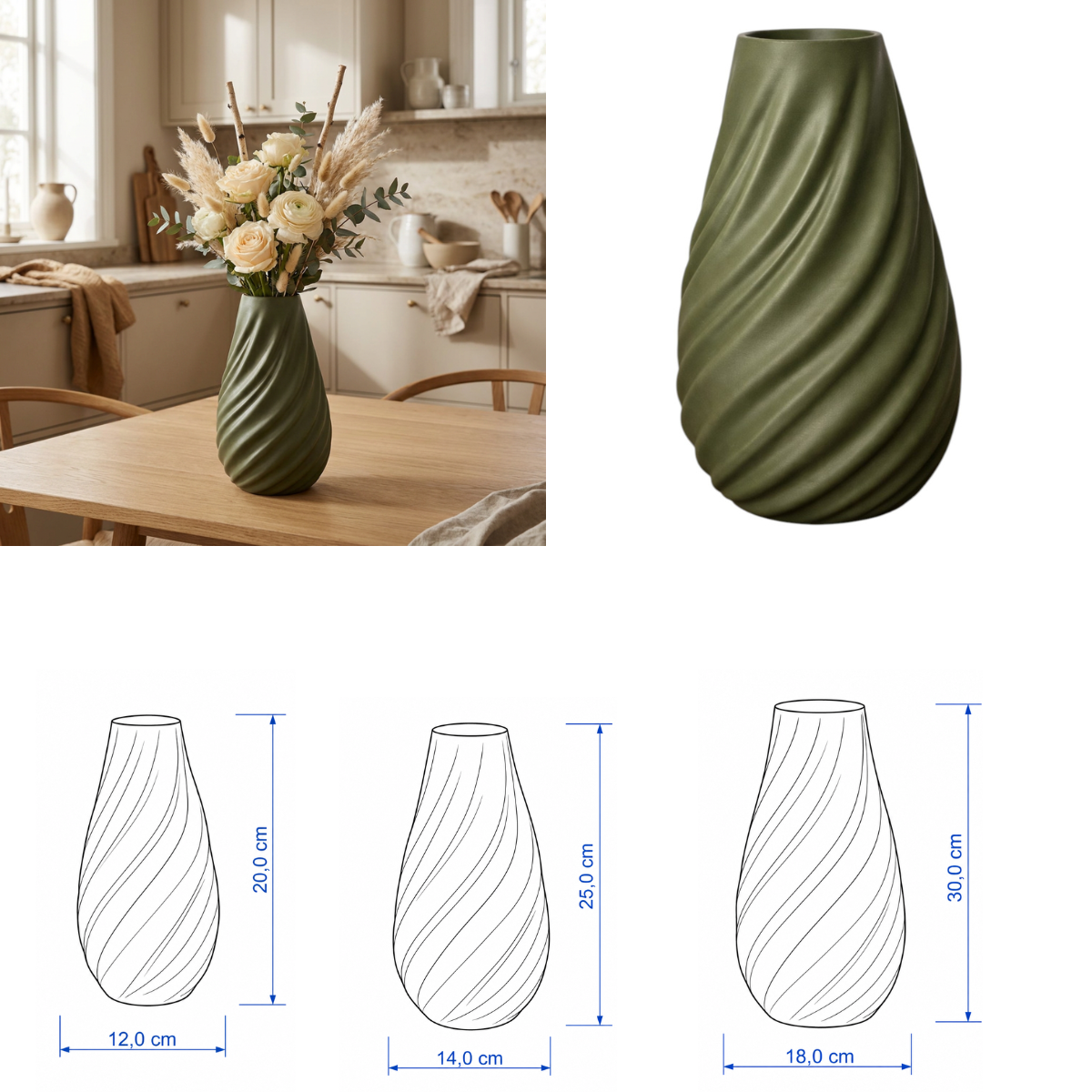 Spiraal vaas Collectie 20 cm , 25 cm en 30 cm vanaf