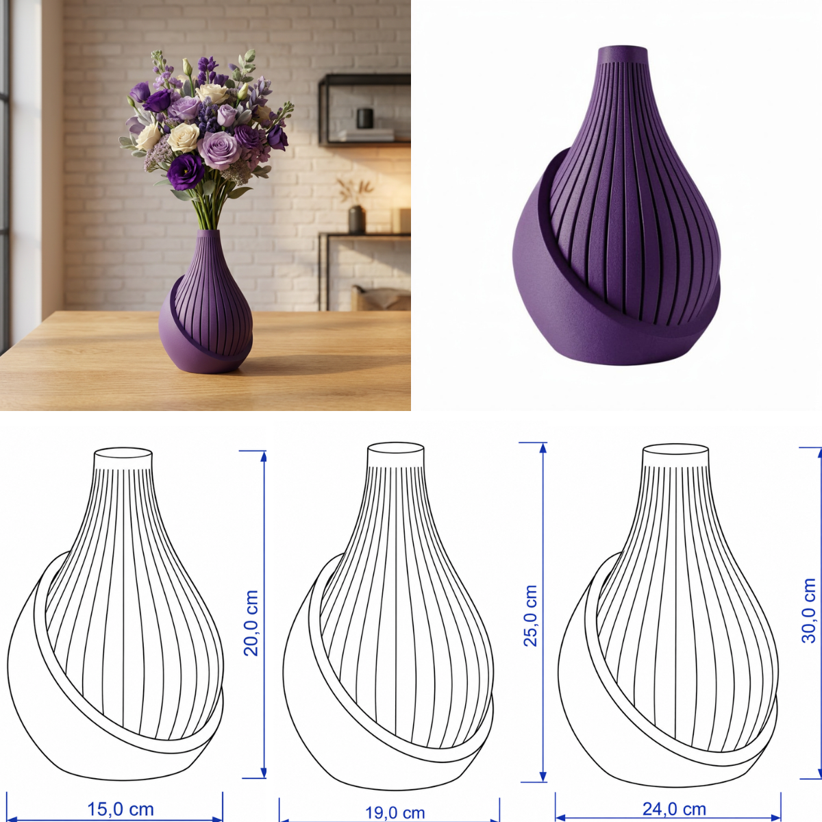 Helixa vaas Collectie 20 ,25 en 30 cm vanaf