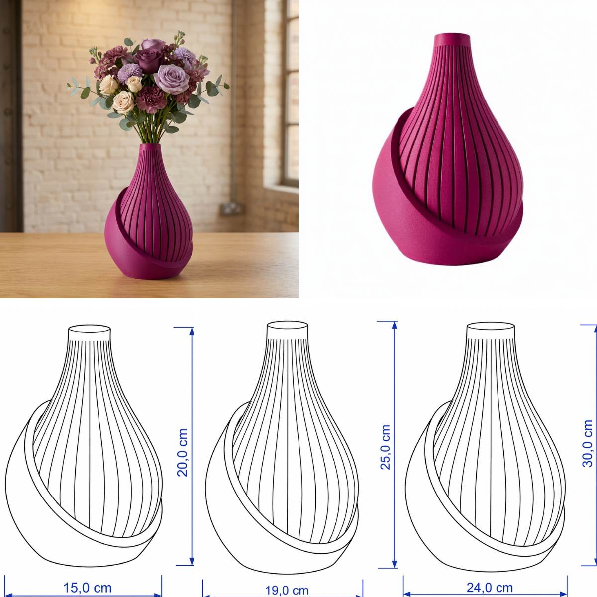 Helixa vaas Collectie 20 ,25 en 30 cm vanaf