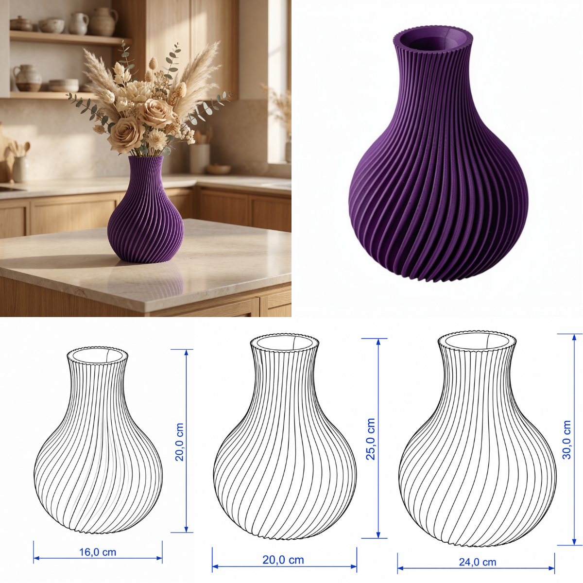 Elvoria vaas Collectie 20,25 en 30 cm vanaf
