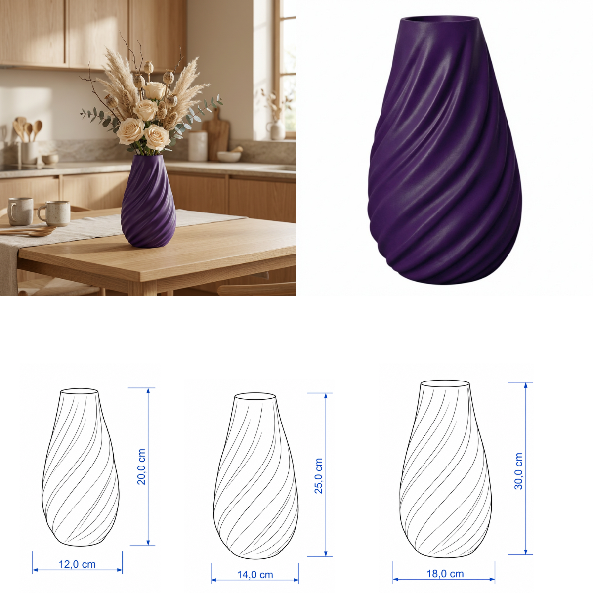 Spiraal vaas Collectie 20 cm , 25 cm en 30 cm vanaf