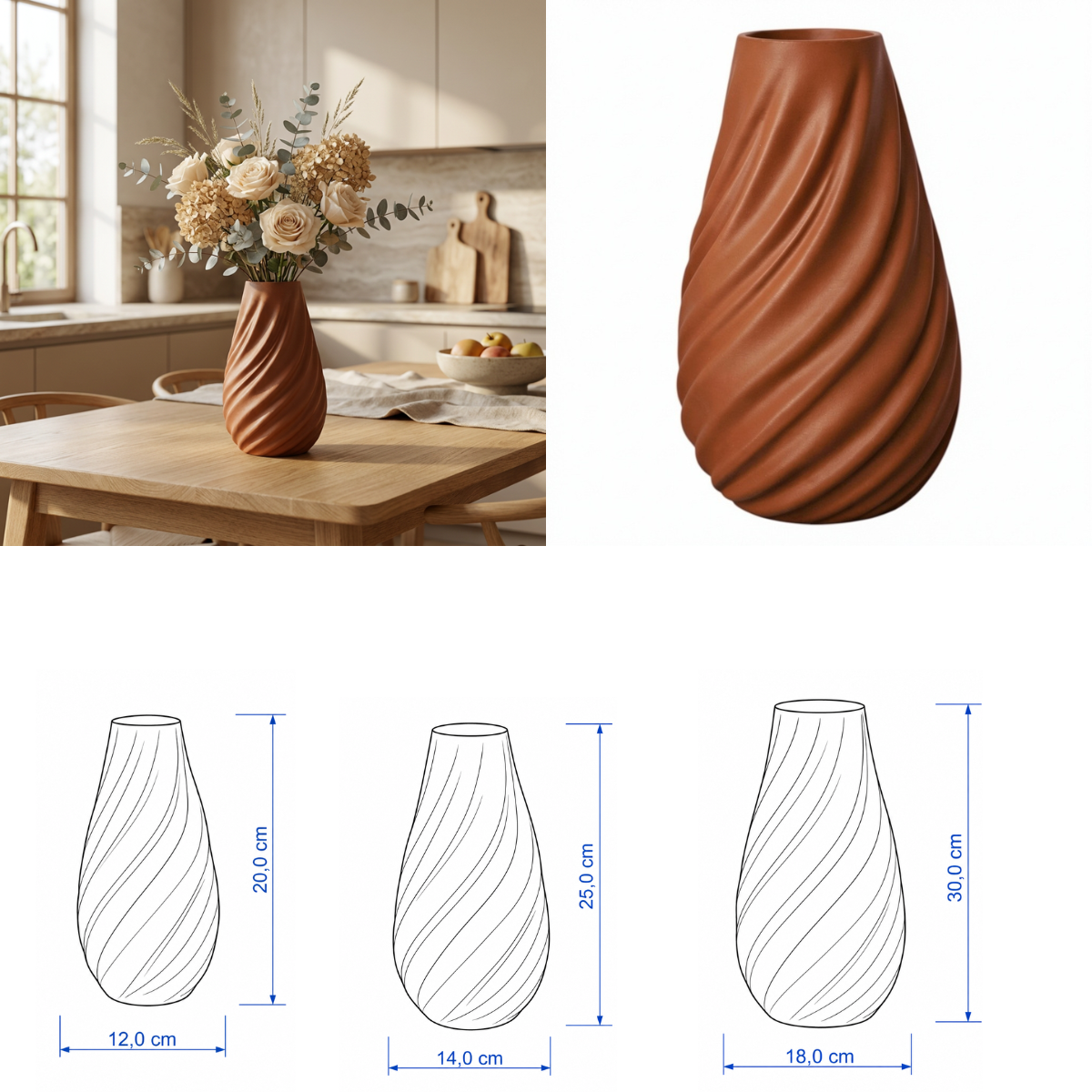 Spiraal vaas Collectie 20 cm , 25 cm en 30 cm vanaf