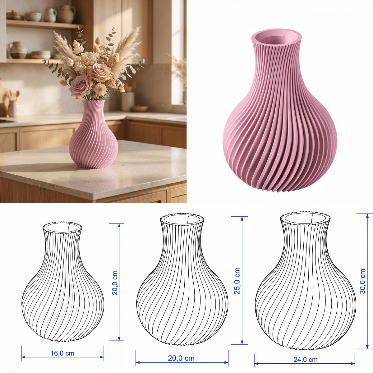 Elvoria vaas Collectie 20,25 en 30 cm vanaf