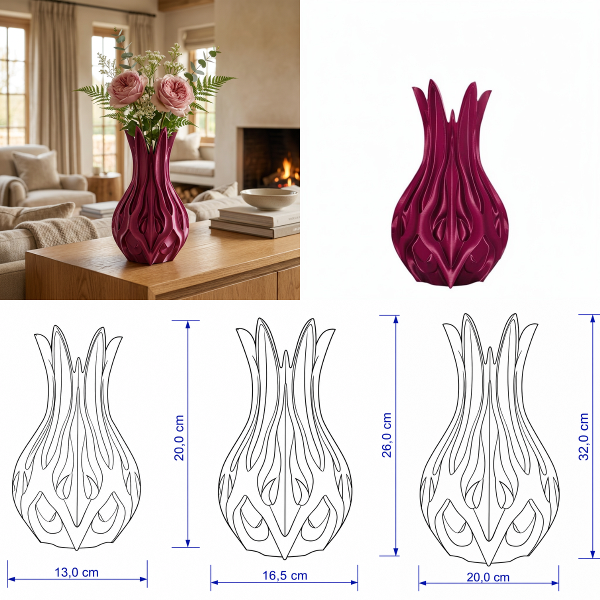Linea vaas Collectie 20 ,25 en 30 cm vanaf