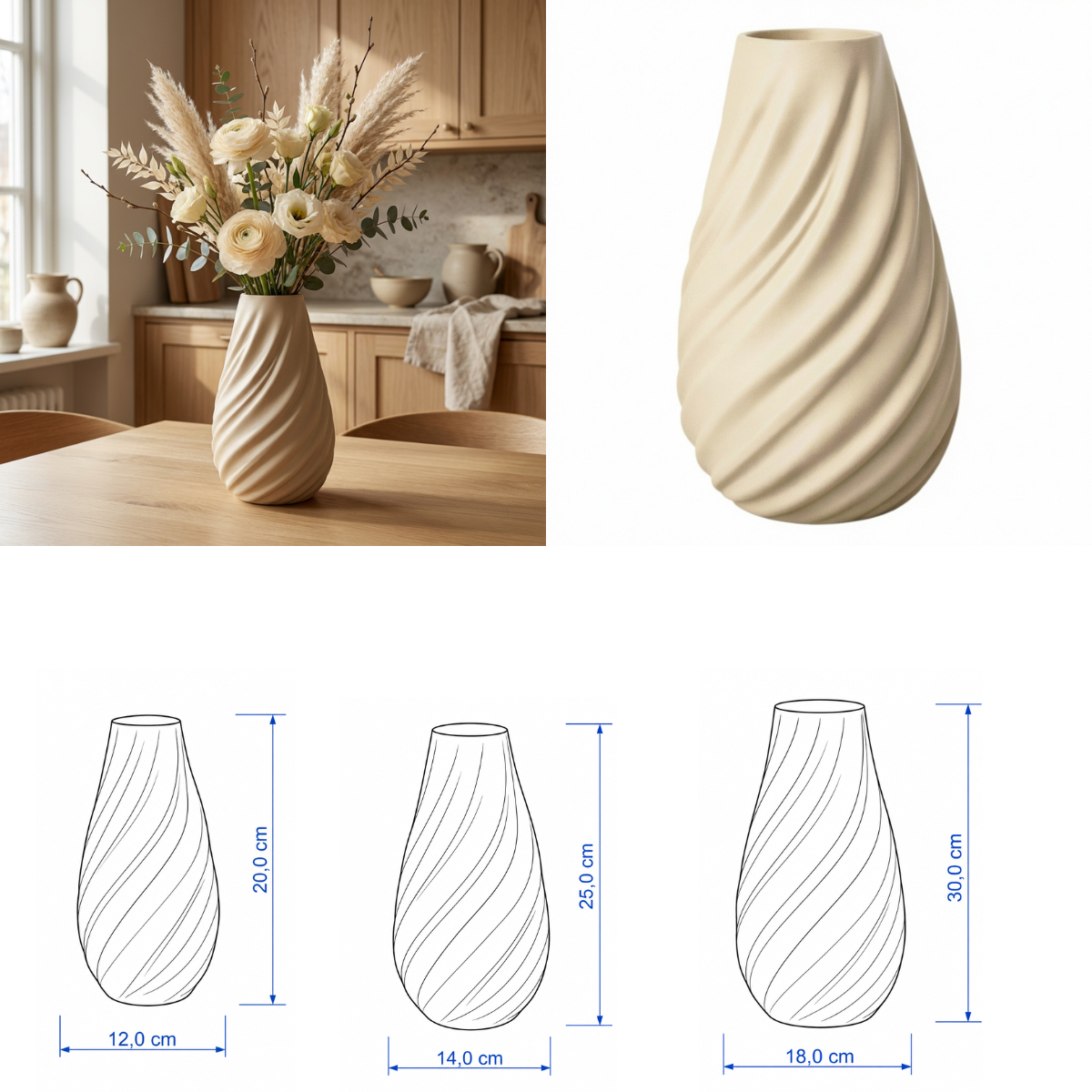 Spiraal vaas Collectie 20 cm , 25 cm en 30 cm vanaf