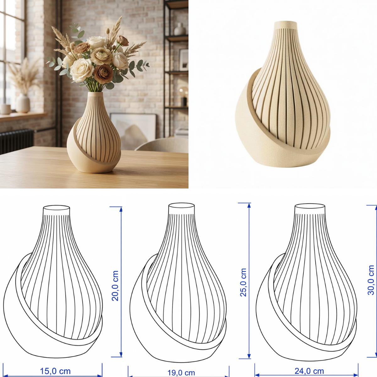 Helixa vaas Collectie 20 ,25 en 30 cm vanaf