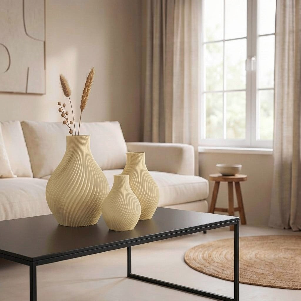 Curvio Set van 3 -Small – Exclusieve Japandi Designvazen & Moderne Eyecatcher