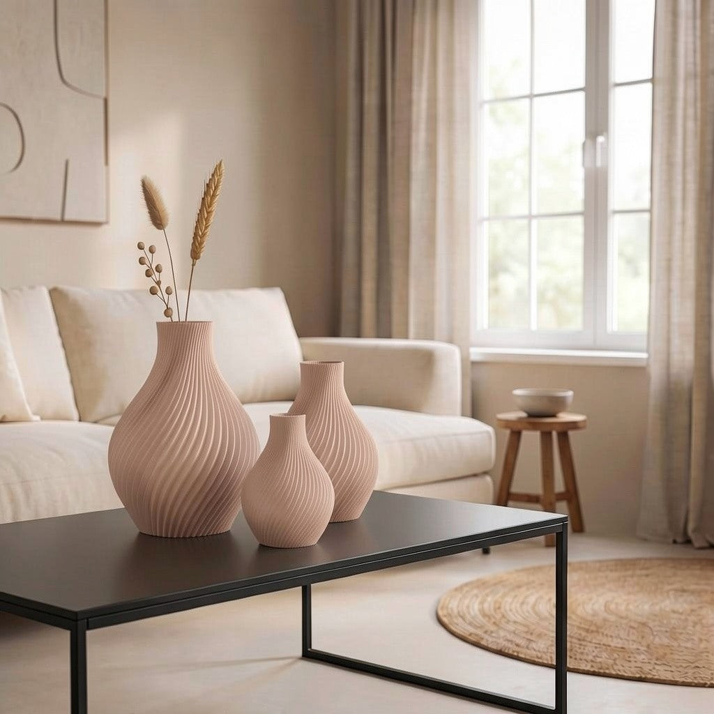 Curvio Set van 3 -XL – Exclusieve Japandi Designvazen & Moderne Eyecatcher