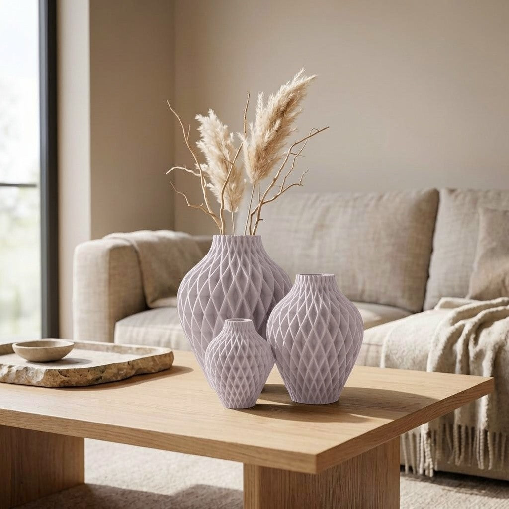 Diamora Set — 3-delige Designvazenset voor een Stijlvol Interieur