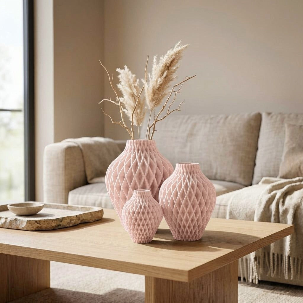 Diamora Set — 3-delige Designvazenset voor een Stijlvol Interieur