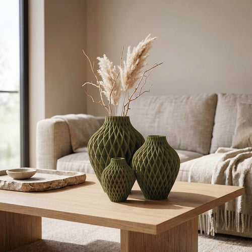 Diamora Set — 3-delige Designvazenset voor een Stijlvol Interieur