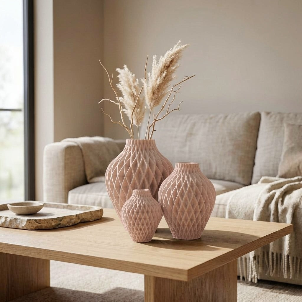 Diamora Set — 3-delige Designvazenset voor een Stijlvol Interieur