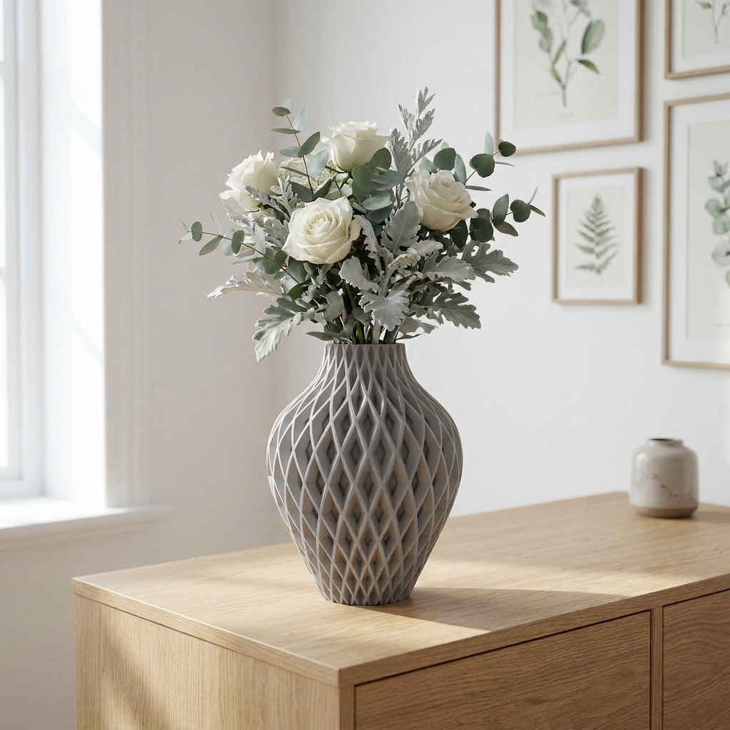 Diamora Vaas — Luxe Design Vaas met Diamantpatroon