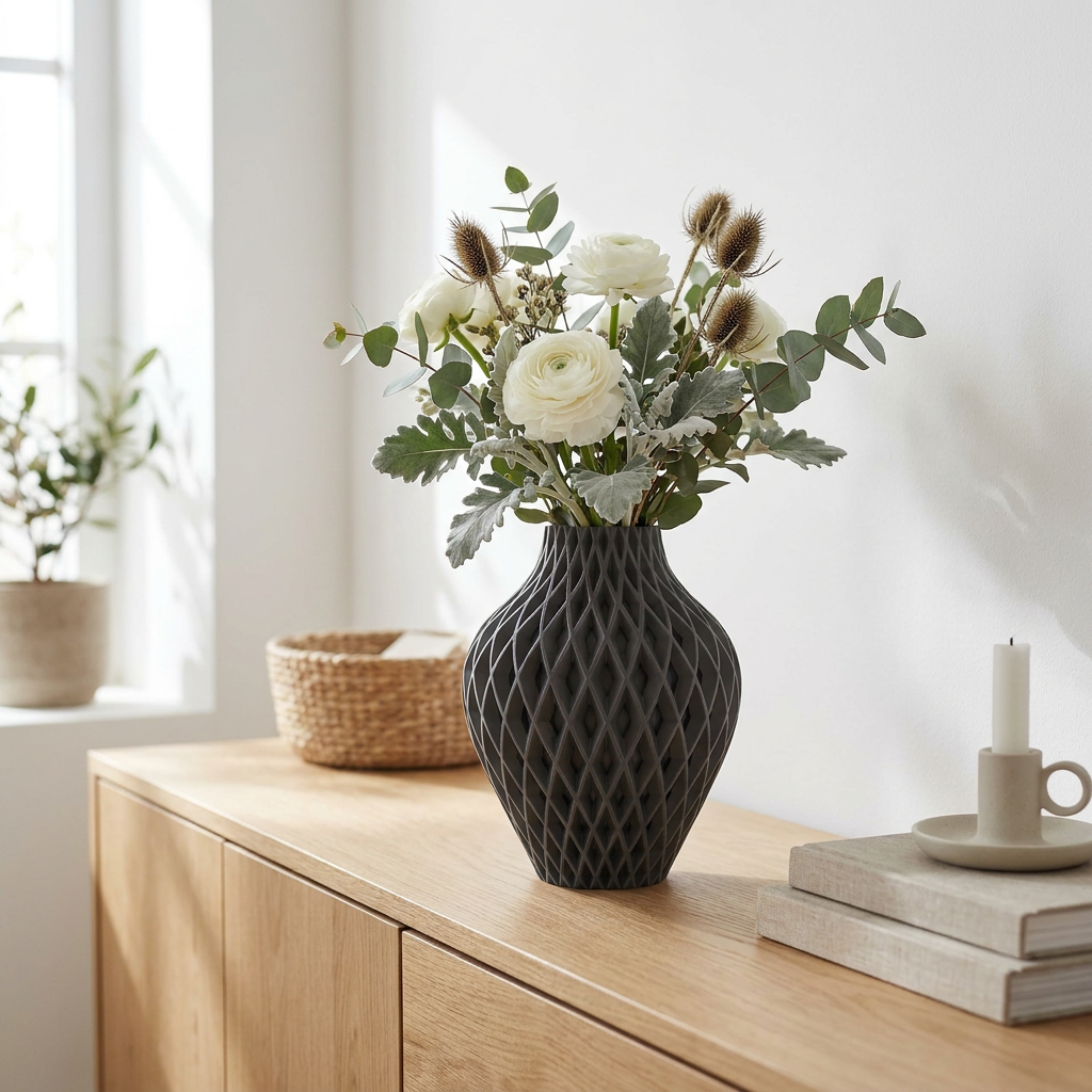Diamora Vaas — Luxe Design Vaas met Diamantpatroon