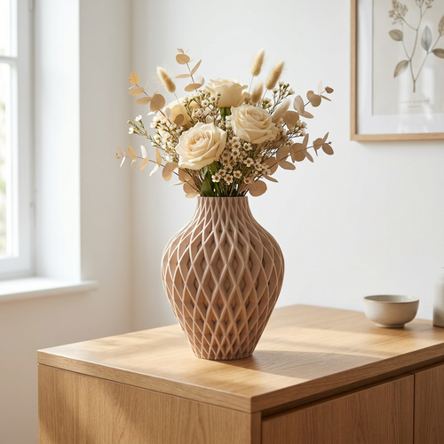 Diamora Vaas — Luxe Design Vaas met Diamantpatroon