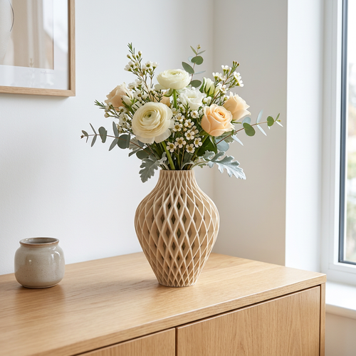 Diamora Vaas — Luxe Design Vaas met Diamantpatroon