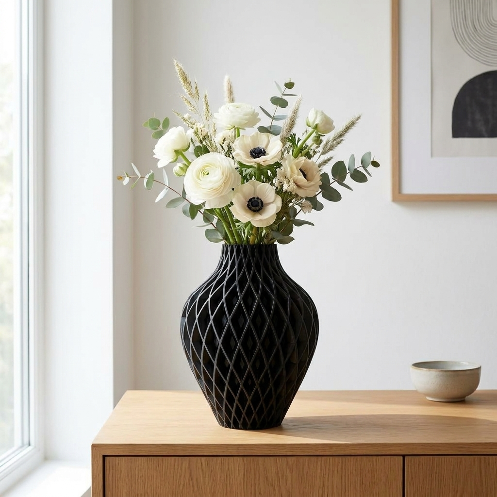 Diamora Vaas — Luxe Design Vaas met Diamantpatroon