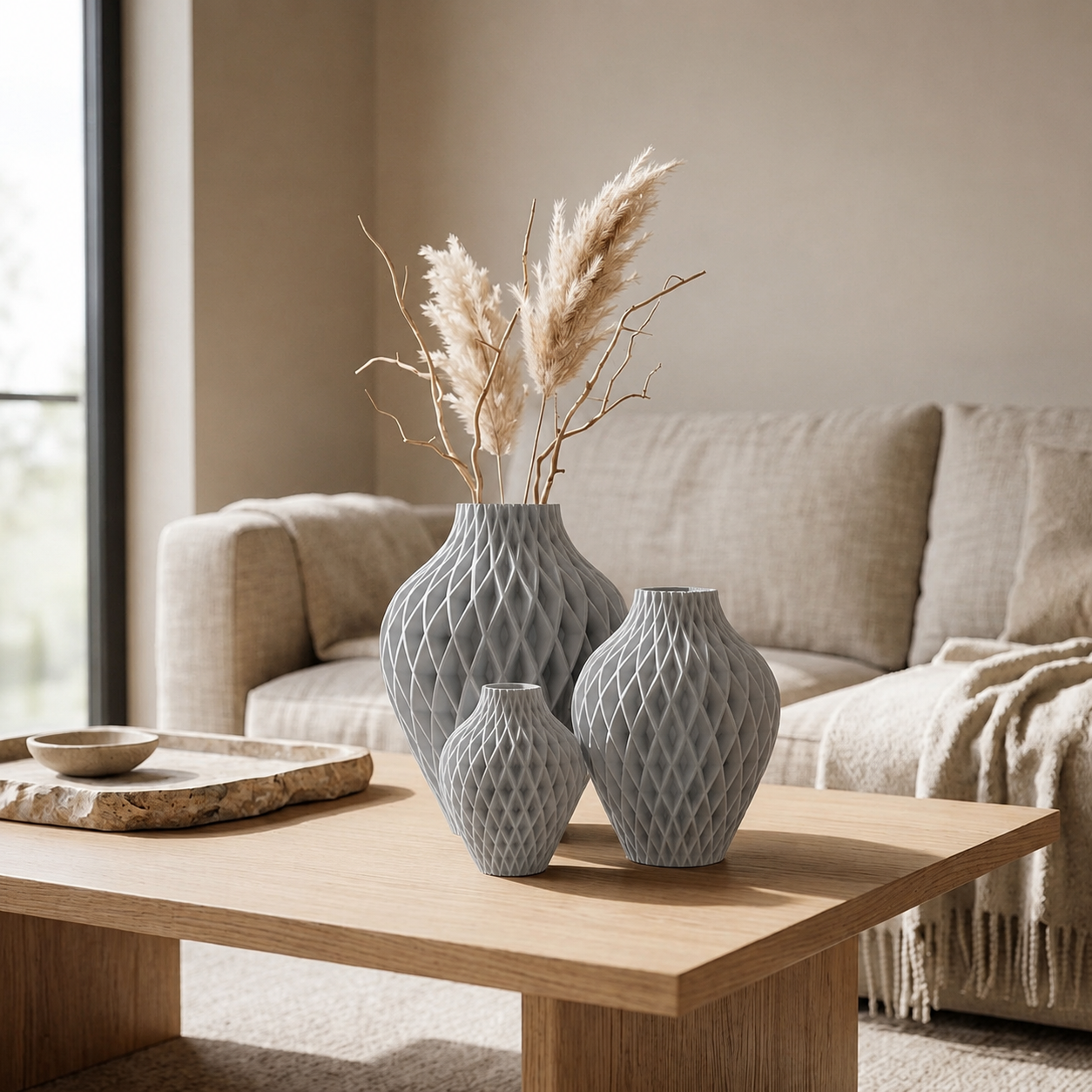 Diamora Set — 3-delige Designvazenset voor een Stijlvol Interieur