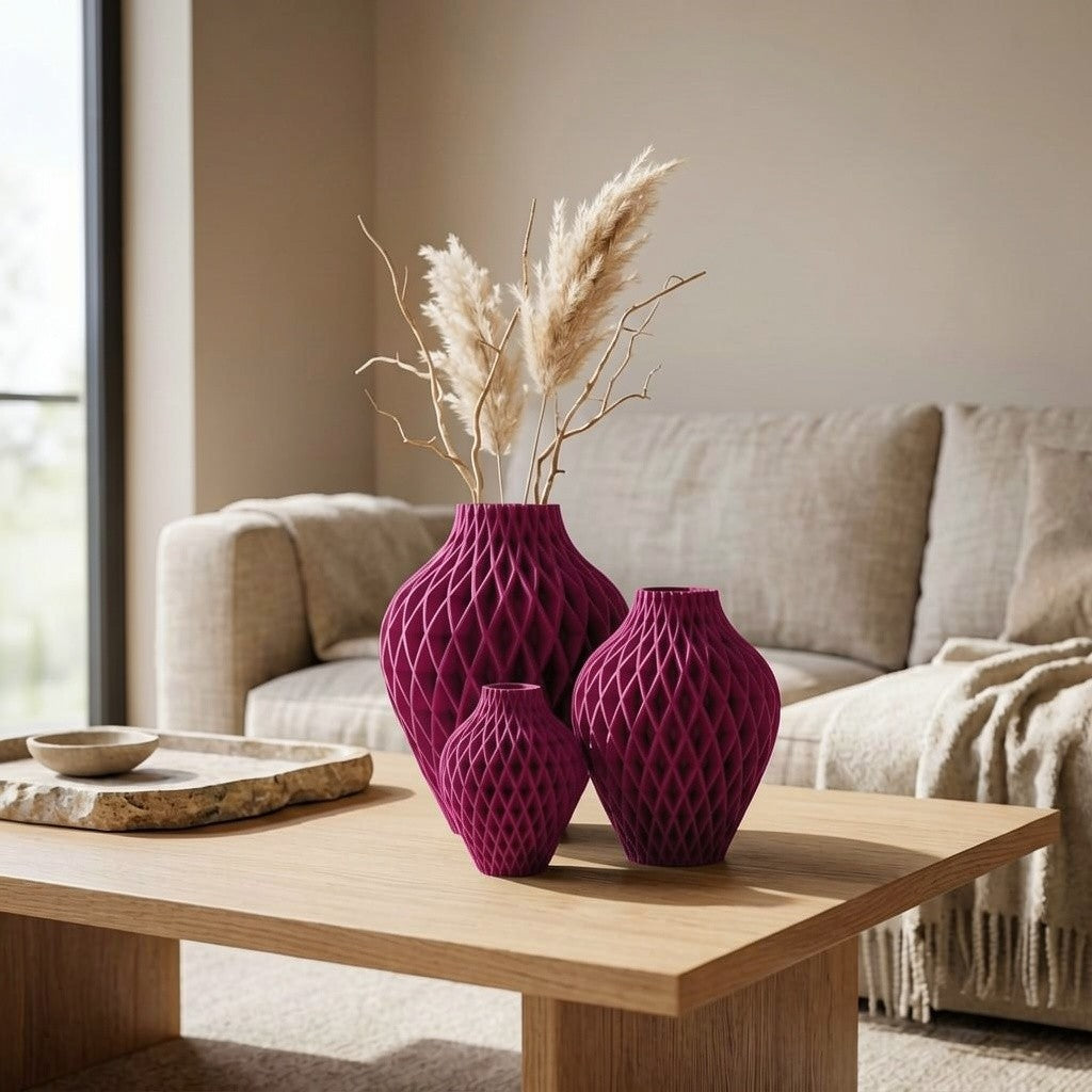 Diamora Set — 3-delige Designvazenset voor een Stijlvol Interieur