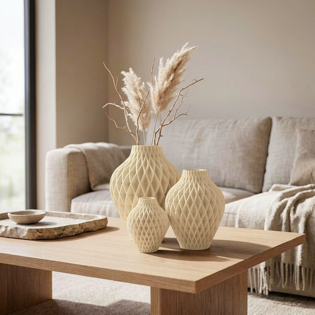 Diamora Set — 3-delige Designvazenset voor een Stijlvol Interieur